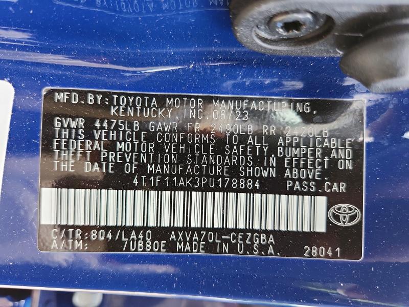 54461846 :رقم المزاد ، 4T1F11AK3PU178884 vin ، 2023 Toyota Camry مزاد بيع