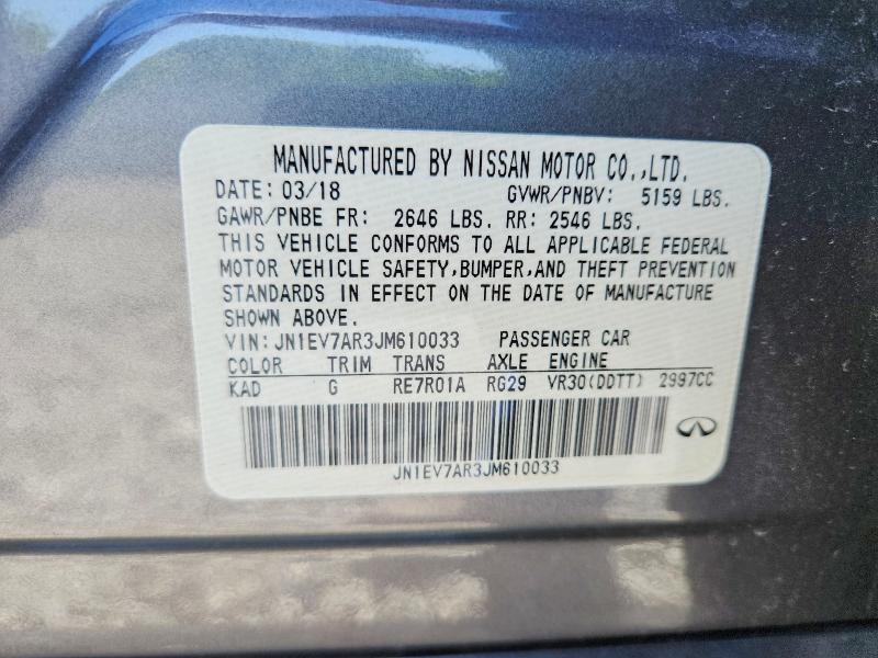 53324946 :رقم المزاد ، JN1EV7AR3JM610033 vin ، 2018 Infiniti Q50 مزاد بيع