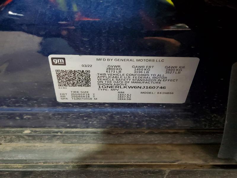Продаж на аукціоні авто 2022 Chevrolet Traverse, vin: 1GNERLKW6NJ160746, номер лоту: 53581706
