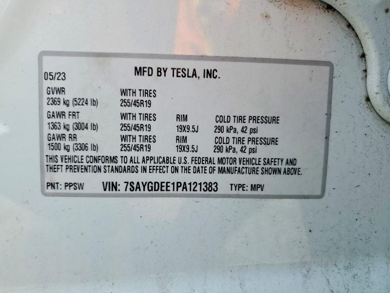 Продажа на аукционе авто 2023 Tesla Model Y, vin: 7SAYGDEE1PA121383, номер лота: 54633376