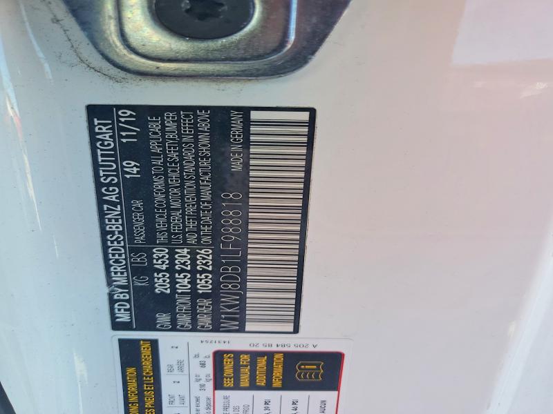 Aukcja sprzedaży 2020 Mercedes-benz C, vin: W1KWJ8DB1LF988818, numer aukcji: 53279816