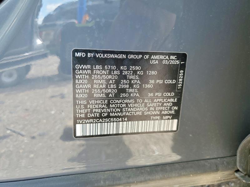 Aukcja sprzedaży 2025 Volkswagen Atlas, vin: 1V2WR2CA2SC550414, numer aukcji: 52229556