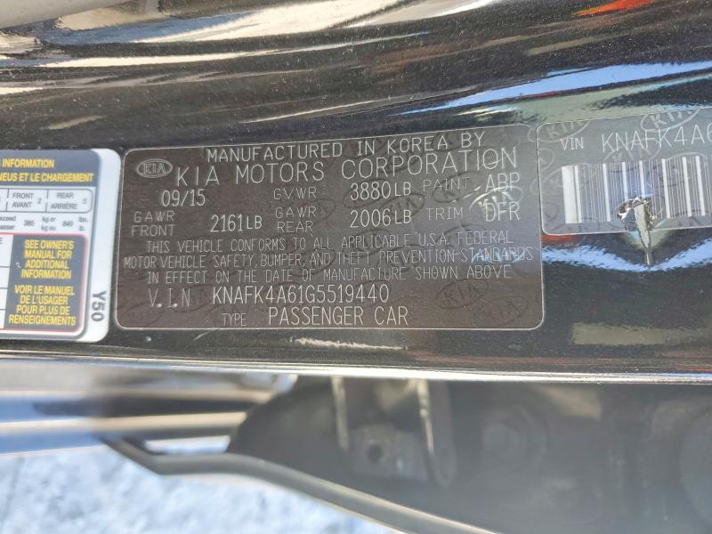 52577706 :رقم المزاد ، KNAFK4A61G5519440 vin ، 2016 Kia Forte مزاد بيع
