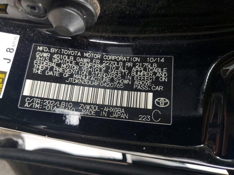 Продаж на аукціоні авто 2015 Toyota Prius, vin: JTDKN3DU4F0420765, номер лоту: 55056286