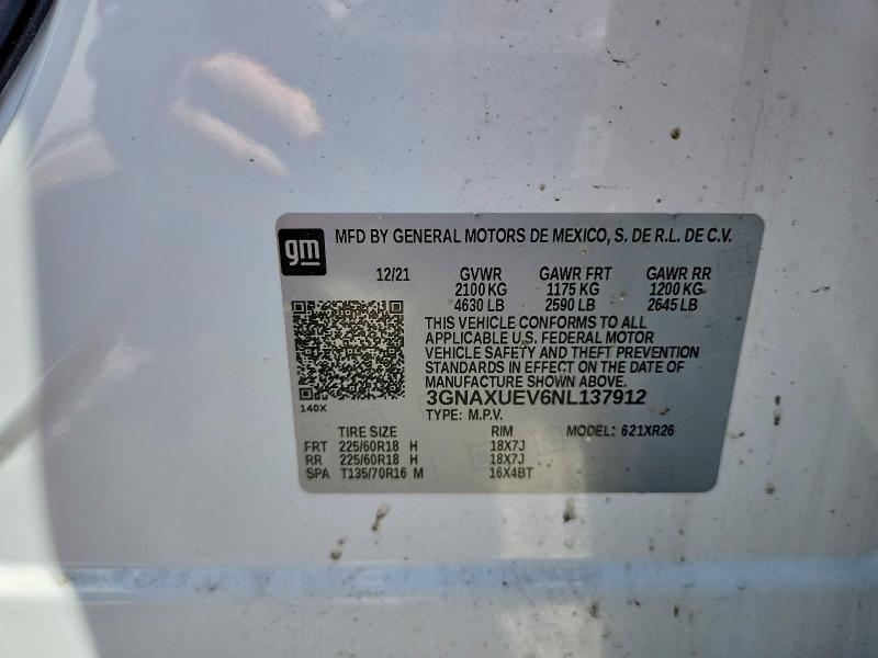 Продажа на аукционе авто 2022 Chevrolet Equinox, vin: 3GNAXUEV6NL137912, номер лота: 54326186