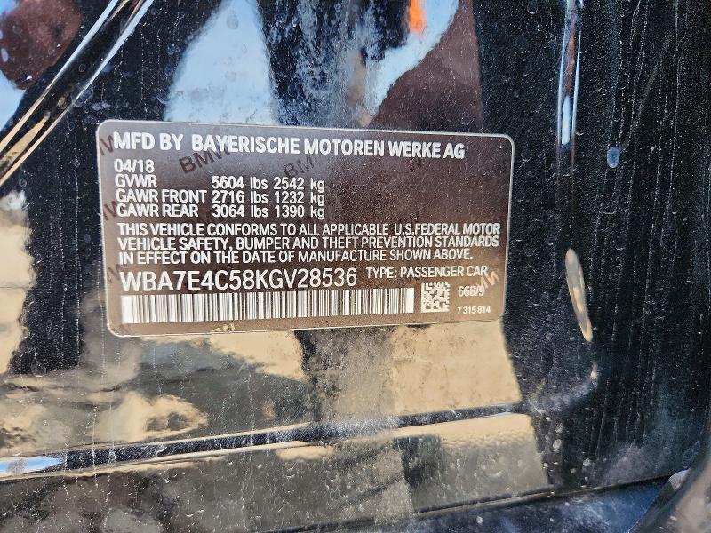 Продажа на аукционе авто 2019 Bmw 740, vin: WBA7E4C58KGV28536, номер лота: 55589916