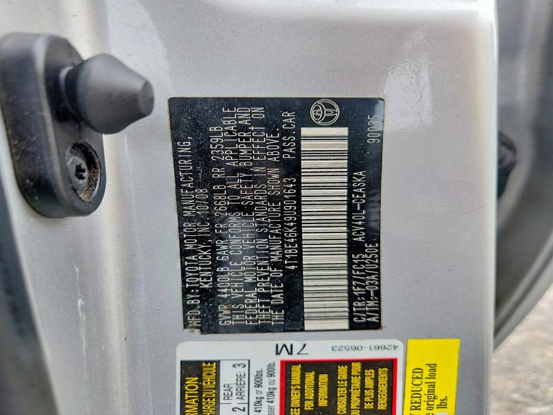 2009 Toyota Camry მანქანა იყიდება აუქციონზე, vin: 4T1BE46K49U901643, აუქციონის ნომერი: 52758446
