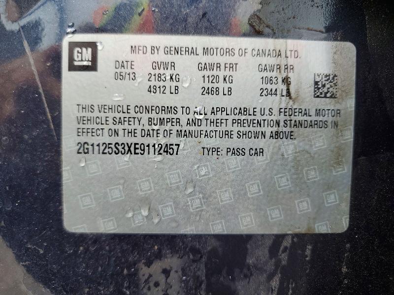 54618706 :رقم المزاد ، 2G1125S3XE9112457 vin ، 2014 Chevrolet Impala مزاد بيع