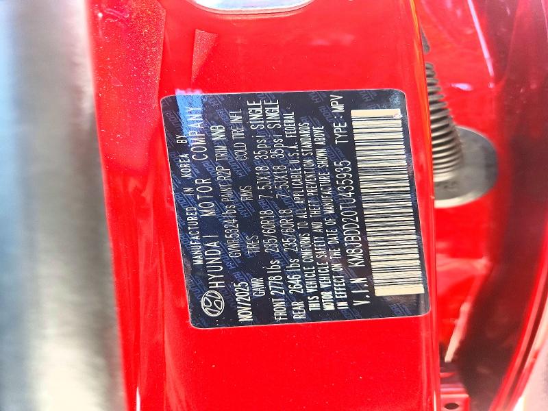 2026 Hyundai Tucson მანქანა იყიდება აუქციონზე, vin: KM8JBDD20TU435935, აუქციონის ნომერი: 53977306