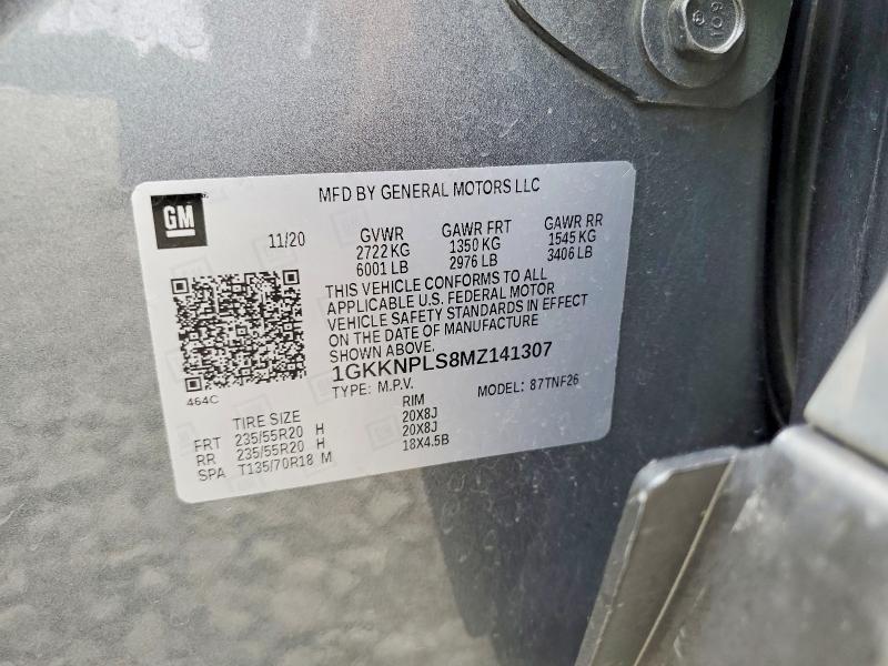 Aukcja sprzedaży 2021 Gmc Acadia, vin: 1GKKNPLS8MZ141307, numer aukcji: 54203156