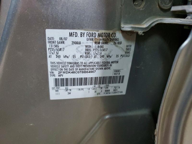 Продажа на аукционе авто 2007 Ford Edge, vin: 2FMDK48C07BB64967, номер лота: 54270056