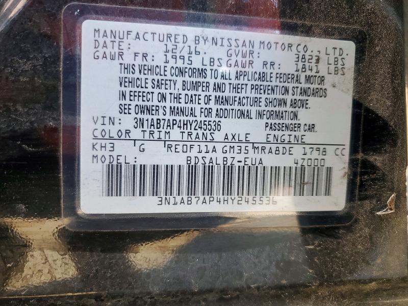 51844296 :رقم المزاد ، 3N1AB7AP4HY245536 vin ، 2017 Nissan Sentra مزاد بيع