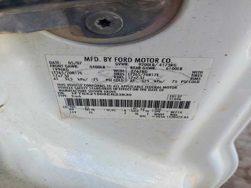 2008 Ford F250 მანქანა იყიდება აუქციონზე, vin: 1FTSX21568EB23830, აუქციონის ნომერი: 51911116
