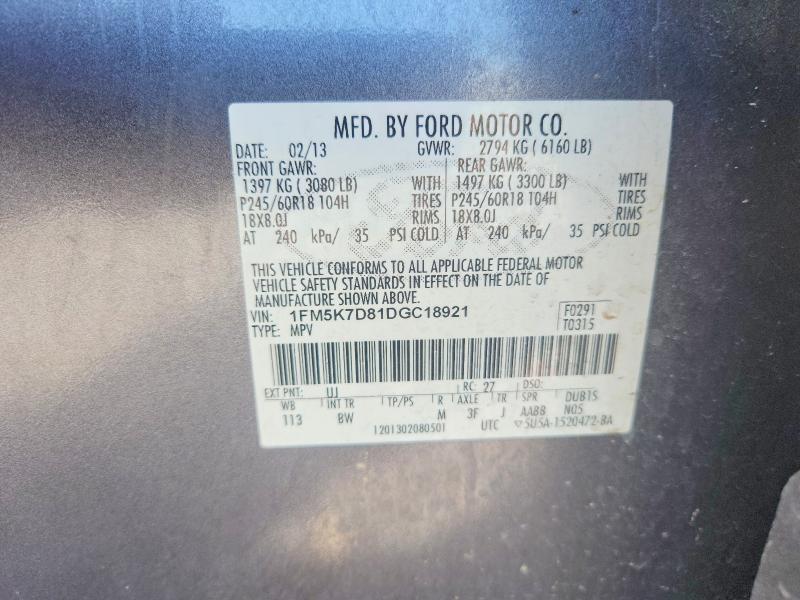 Продаж на аукціоні авто 2013 Ford Explorer, vin: 1FM5K7D81DGC18921, номер лоту: 52916946