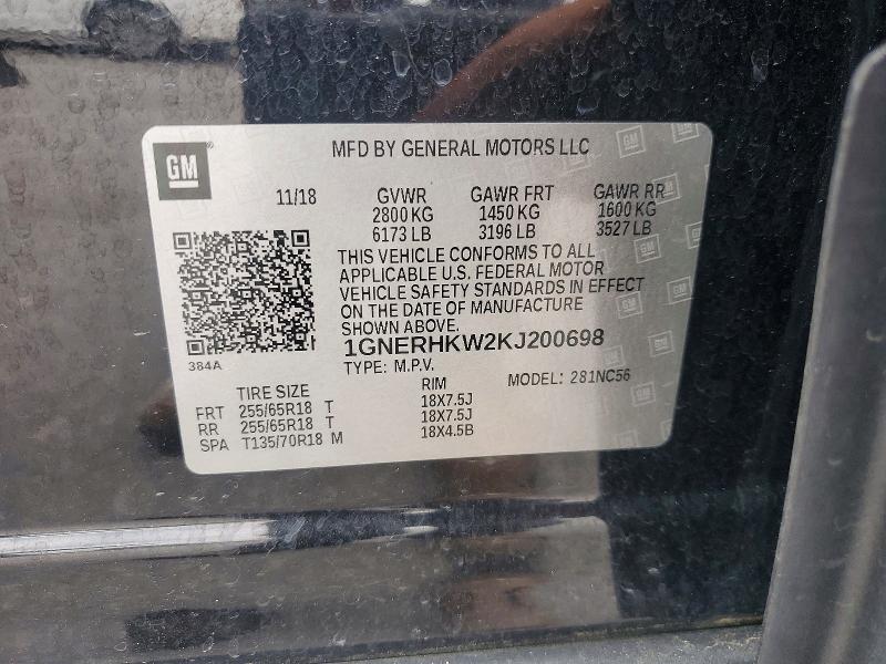 Aukcja sprzedaży 2019 Chevrolet Traverse, vin: 1GNERHKW2KJ200698, numer aukcji: 52644506
