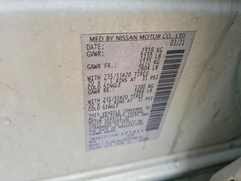 Продажа на аукционе авто 2021 Nissan Murano, vin: 5N1AZ2CJ5MC125411, номер лота: 54873956
