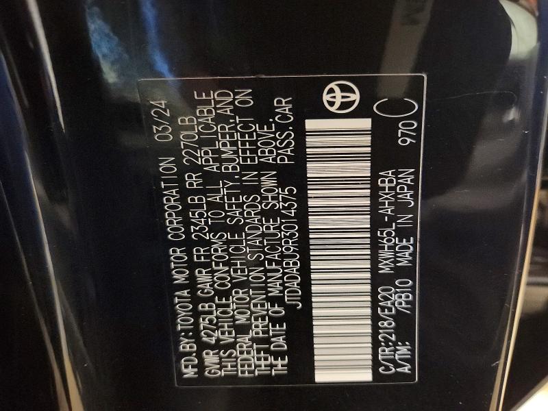 53607086 :رقم المزاد ، JTDADABU9R3014375 vin ، 2024 Toyota Prius مزاد بيع
