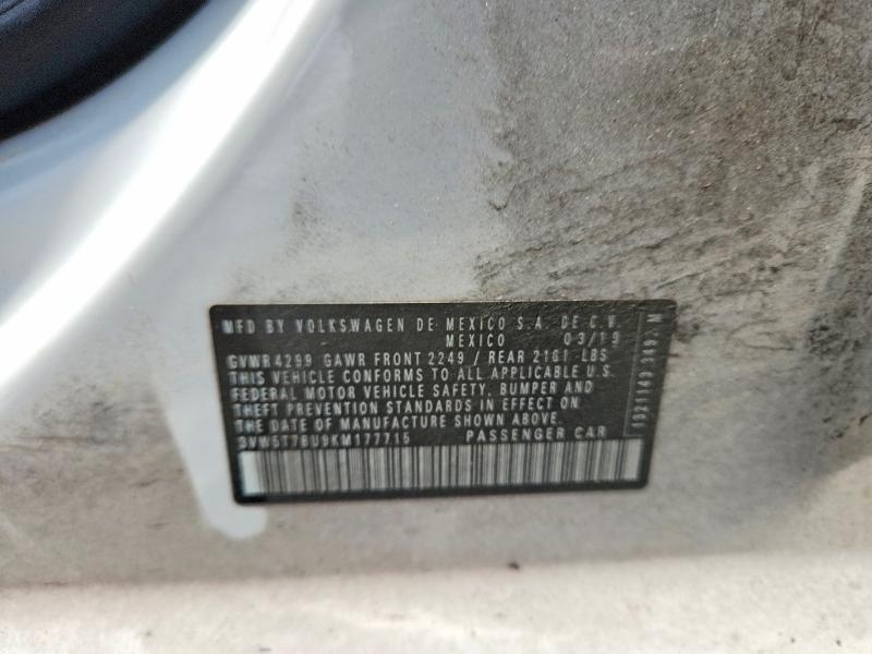 Aukcja sprzedaży 2019 Volkswagen Jetta, vin: 3VW5T7BU9KM177715, numer aukcji: 54832896