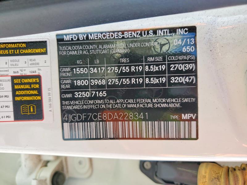 53909296 :رقم المزاد ، 4JGDF7CE8DA228341 vin ، 2013 Mercedes-benz Gl مزاد بيع