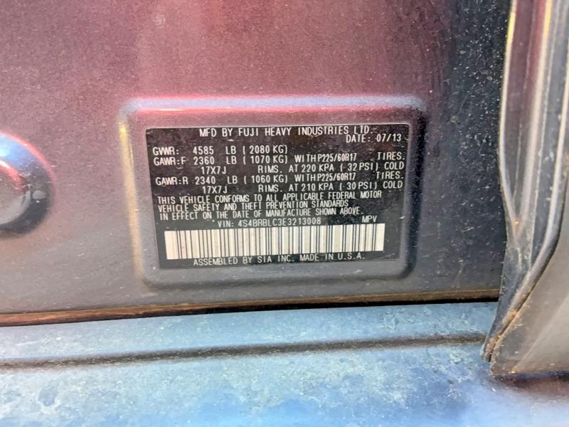 2014 Subaru Outback მანქანა იყიდება აუქციონზე, vin: 4S4BRBLC3E3213008, აუქციონის ნომერი: 53644186