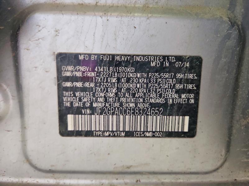 Продажа на аукционе авто 2014 Subaru Xv Crosstrek, vin: JF2GPACC6E8324652, номер лота: 54422716