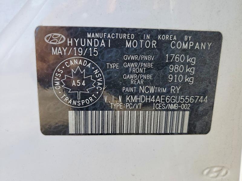 Продаж на аукціоні авто 2016 Hyundai Elantra, vin: KMHDH4AE6GU556744, номер лоту: 53970426