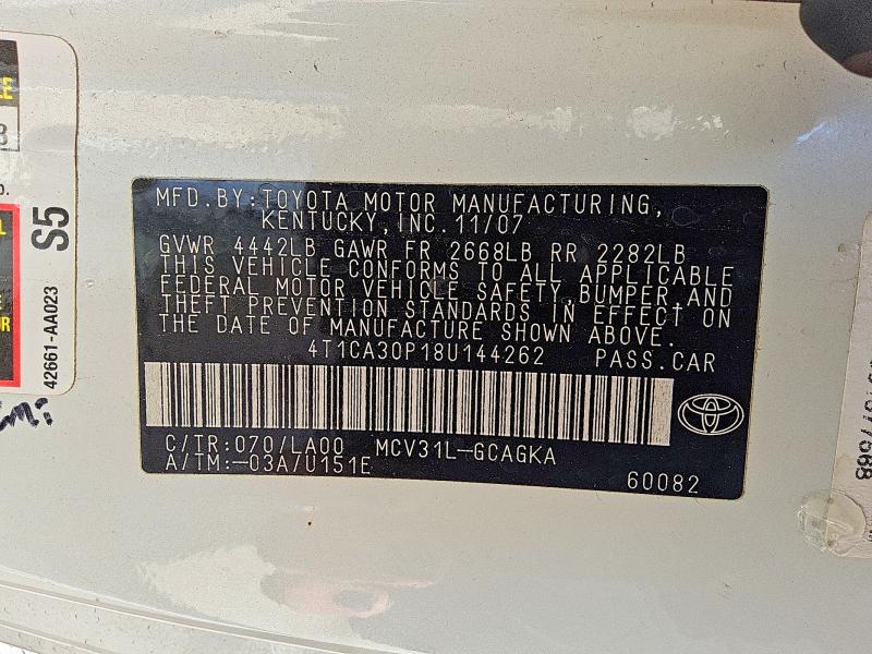 Продаж на аукціоні авто 2008 Toyota Camry Solara, vin: 4T1CA30P18U144262, номер лоту: 52150266