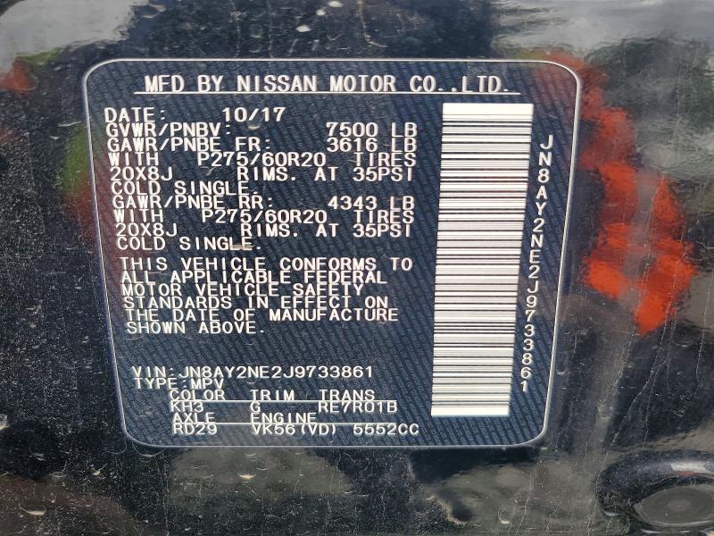 53841446 :رقم المزاد ، JN8AY2NE2J9733861 vin ، 2018 Nissan Armada مزاد بيع