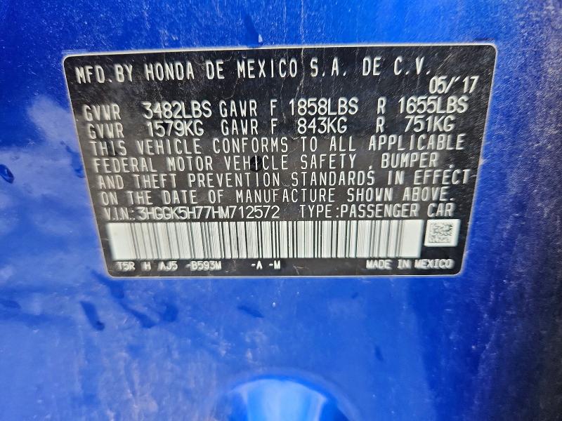 Aukcja sprzedaży 2017 Honda Fit, vin: 3HGGK5H77HM712572, numer aukcji: 53848736