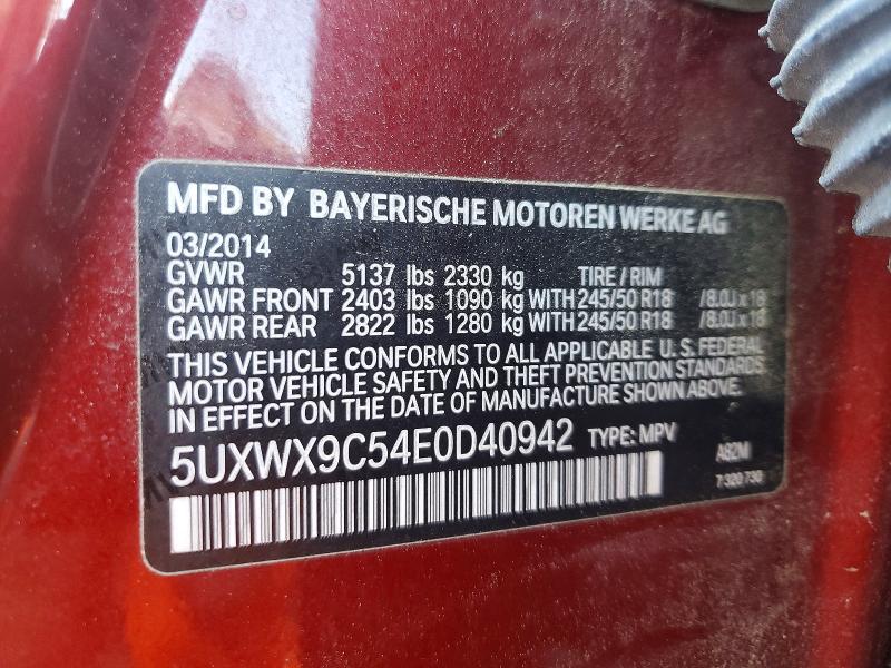 Продаж на аукціоні авто 2014 Bmw X3, vin: 5UXWX9C54E0D40942, номер лоту: 52829306