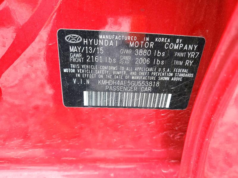 Продаж на аукціоні авто 2016 Hyundai Elantra, vin: KMHDH4AE5GU553818, номер лоту: 53340026