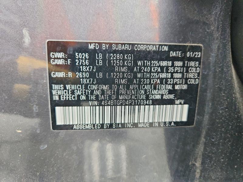 Aukcja sprzedaży 2023 Subaru Outback, vin: 4S4BTGPD4P3170948, numer aukcji: 54549096