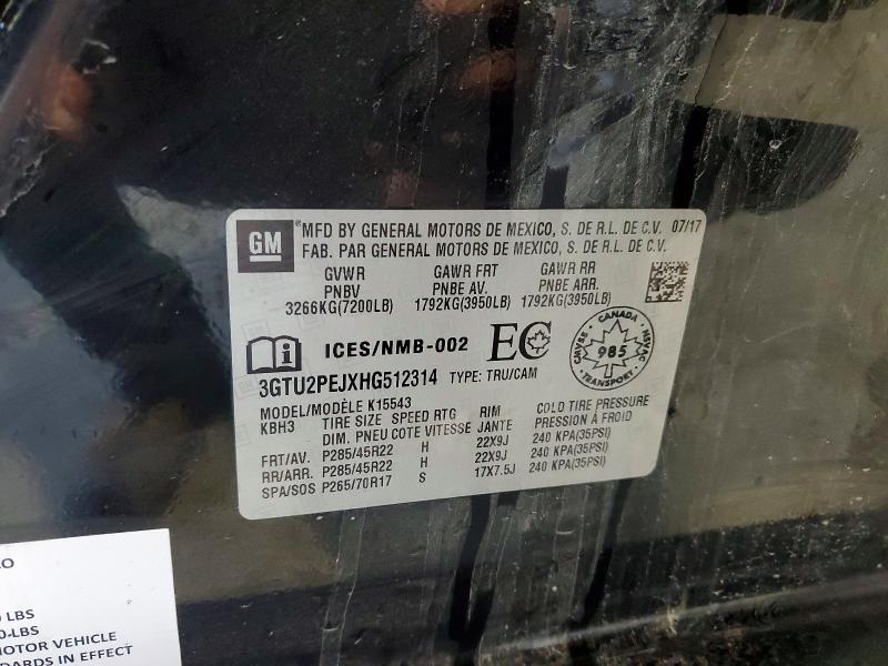 52330296 :رقم المزاد ، 3GTU2PEJXHG512314 vin ، 2017 Gmc Sierra مزاد بيع