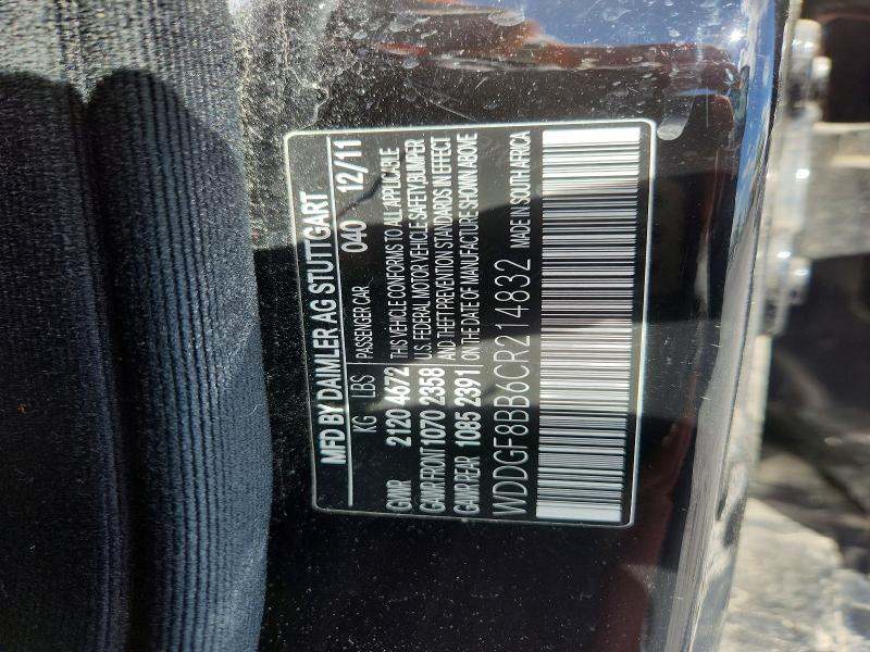 53583286 :رقم المزاد ، WDDGF8BB6CR214832 vin ، 2012 Mercedes-benz C مزاد بيع