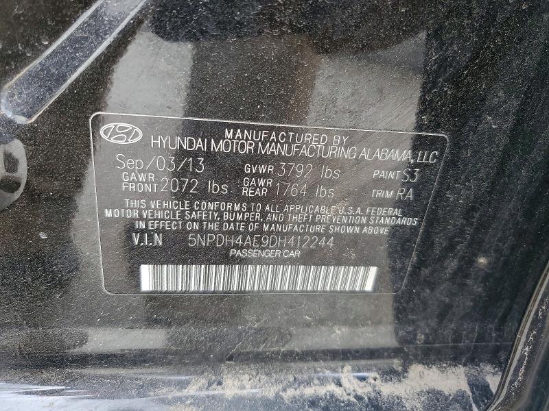 52263286 :رقم المزاد ، 5NPDH4AE9DH412244 vin ، 2013 Hyundai Elantra مزاد بيع