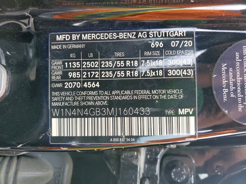Aukcja sprzedaży 2021 Mercedes-benz Gla, vin: W1N4N4GB3MJ160433, numer aukcji: 55400186
