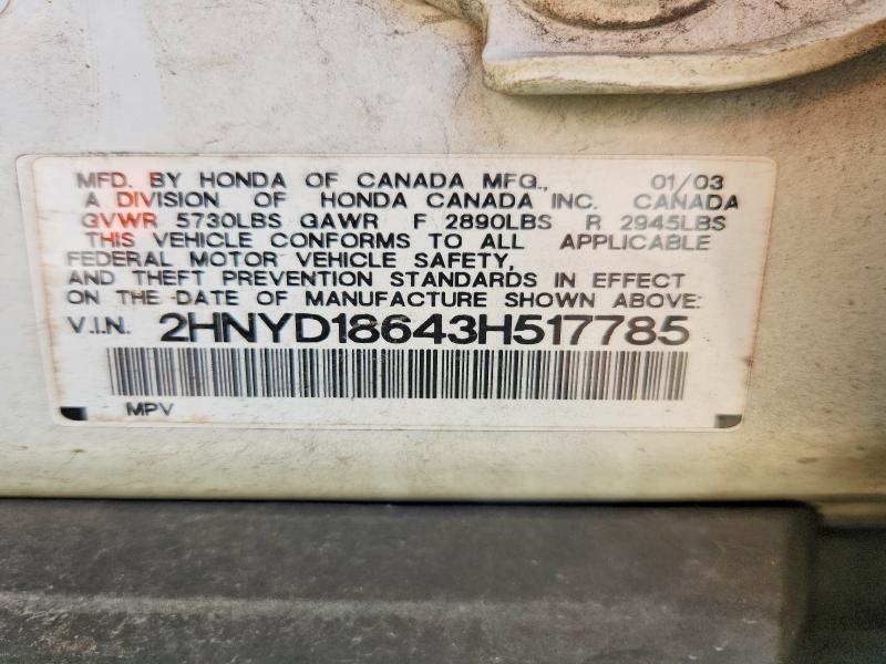 Aukcja sprzedaży 2003 Acura Mdx, vin: 2HNYD18643H517785, numer aukcji: 52226226