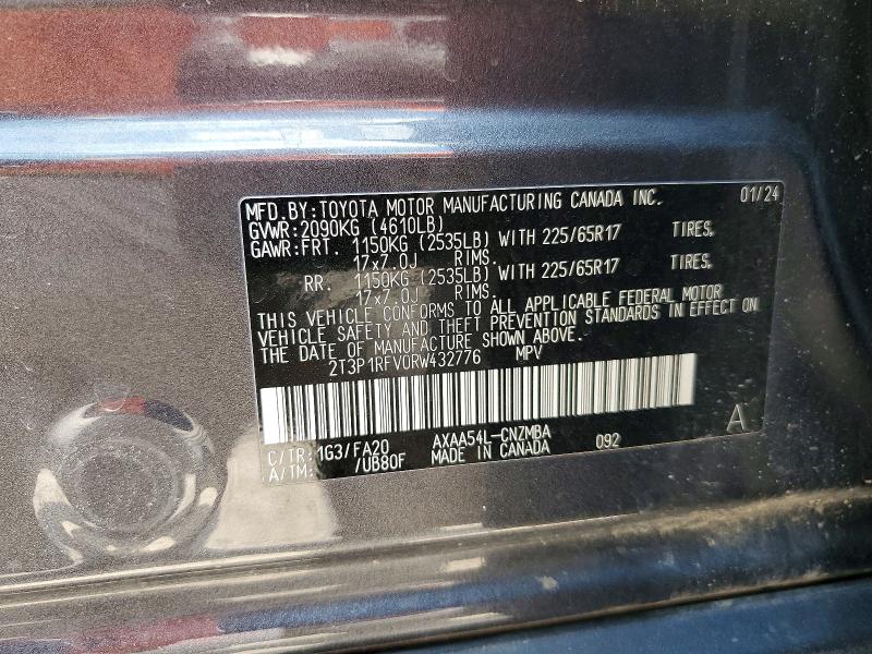 Продаж на аукціоні авто 2024 Toyota Rav4, vin: 2T3P1RFV0RW432776, номер лоту: 55579916