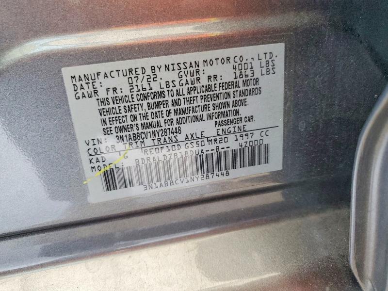 Продажа на аукционе авто 2022 Nissan Sentra, vin: 3N1AB8CV1NY287448, номер лота: 52193716
