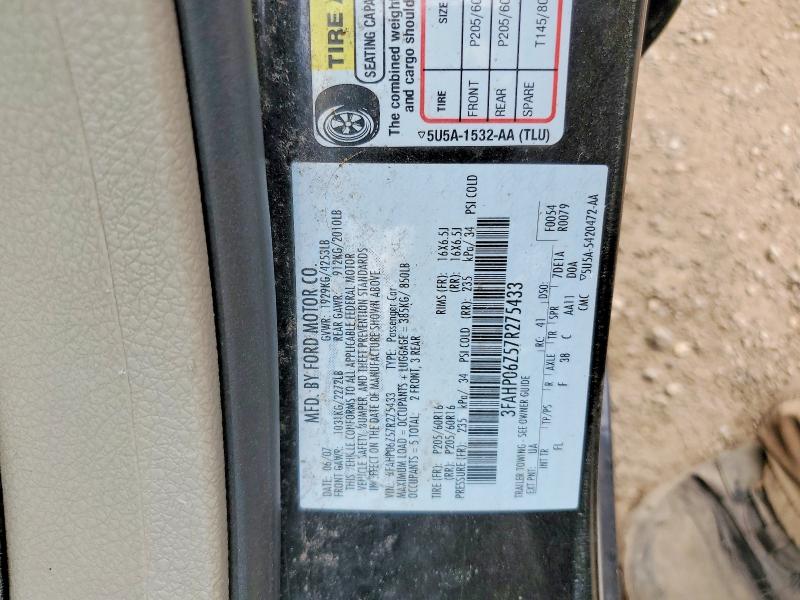 Продаж на аукціоні авто 2007 Ford Fusion, vin: 3FAHP06Z57R275433, номер лоту: 52914986
