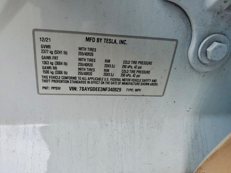 Aukcja sprzedaży 2022 Tesla Model Y, vin: 7SAYGDEE3NF340829, numer aukcji: 52040456