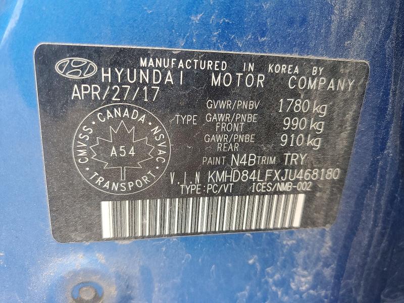 Aukcja sprzedaży 2018 Hyundai Elantra, vin: KMHD84LFXJU468180, numer aukcji: 52005596