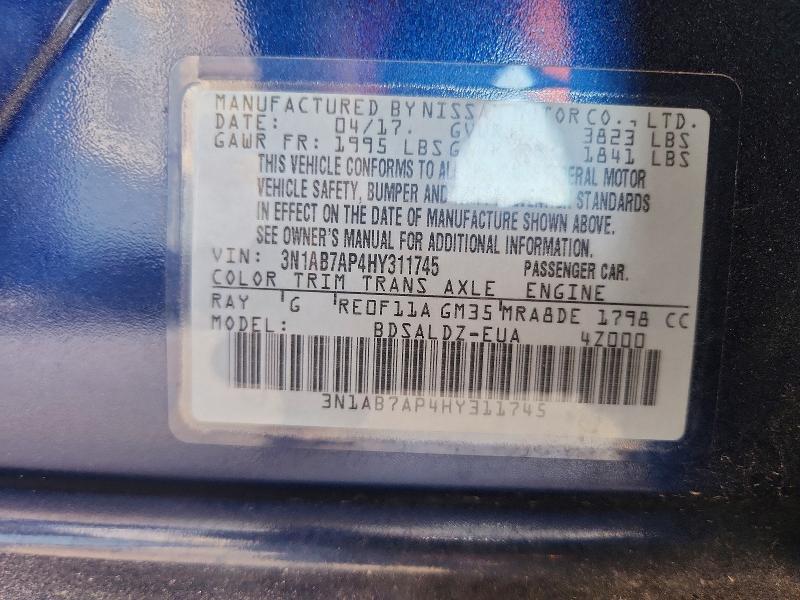 Продажа на аукционе авто 2017 Nissan Sentra, vin: 3N1AB7AP4HY311745, номер лота: 54814456