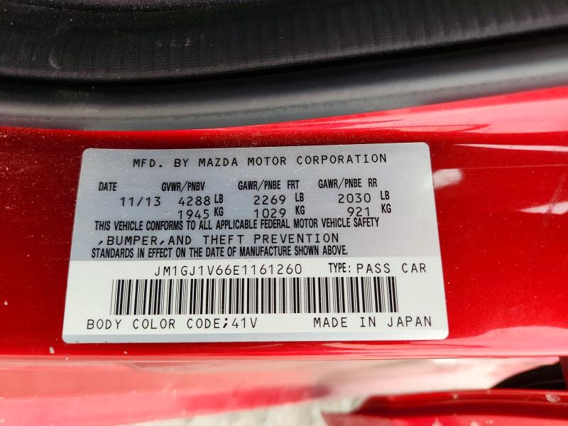 54791266 :رقم المزاد ، JM1GJ1V66E1161260 vin ، 2014 Mazda 6 مزاد بيع
