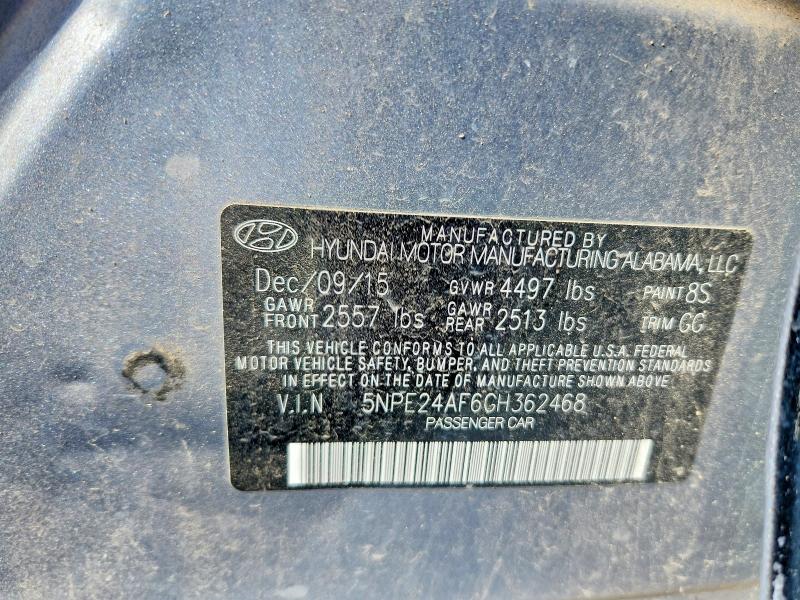 2016 Hyundai Sonata მანქანა იყიდება აუქციონზე, vin: 5NPE24AF6GH362468, აუქციონის ნომერი: 53256076