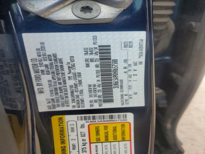 55051996 :رقم المزاد ، 3LN6L5A90HR657500 vin ، 2017 Lincoln Mkz مزاد بيع