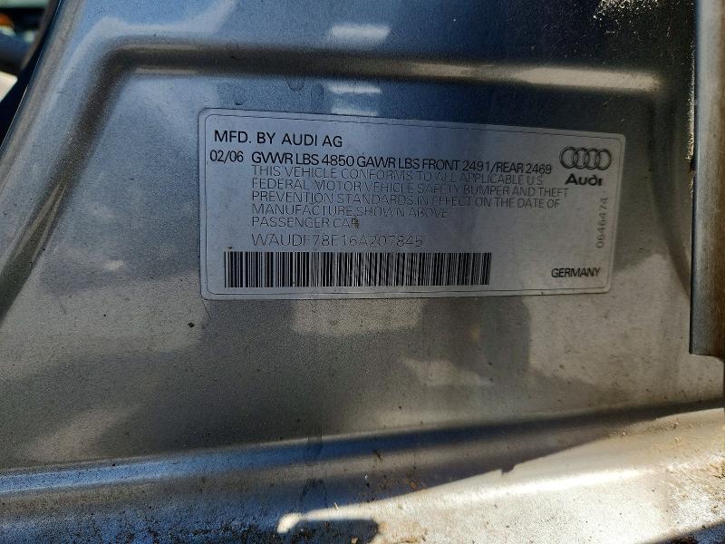 Продаж на аукціоні авто 2006 Audi A4, vin: WAUDF78E16A207845, номер лоту: 55679536