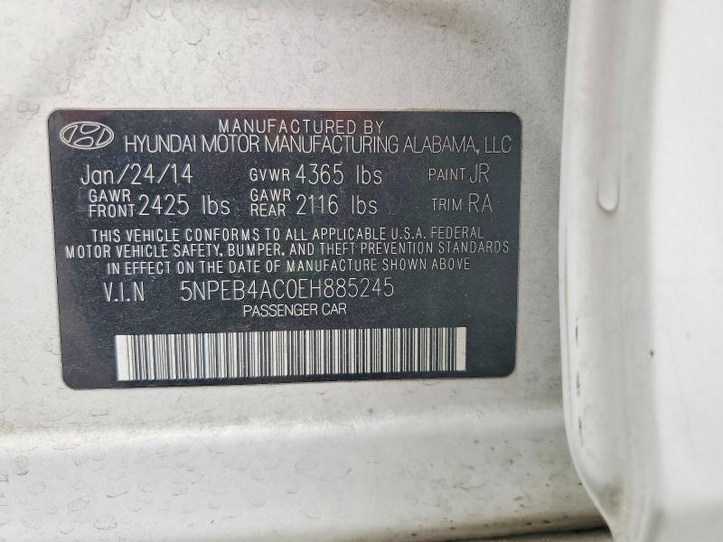 55207296 :رقم المزاد ، 5NPEB4AC0EH885245 vin ، 2014 Hyundai Sonata مزاد بيع