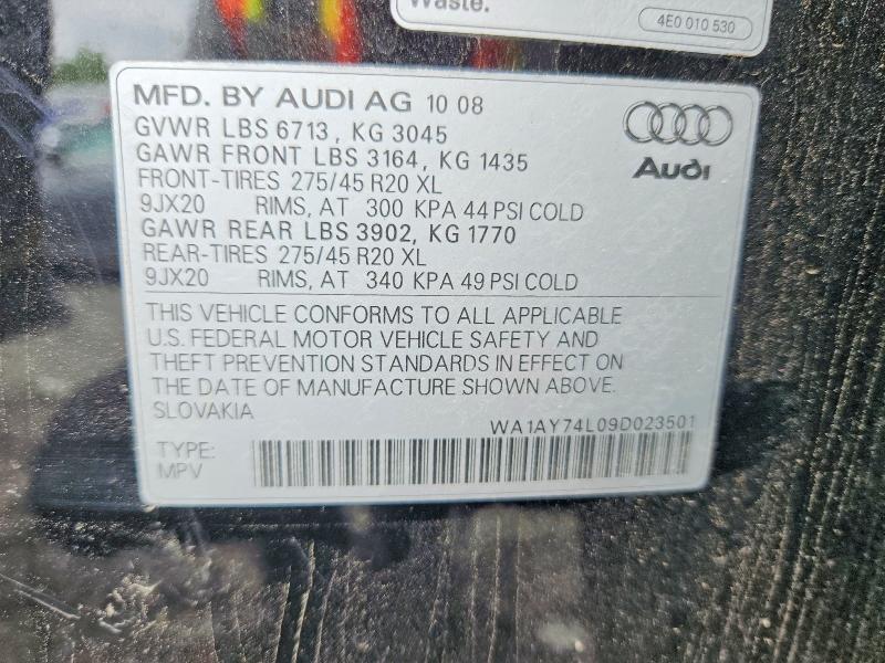 Продажа на аукционе авто 2009 Audi Q7, vin: WA1AY74L09D023501, номер лота: 54680206