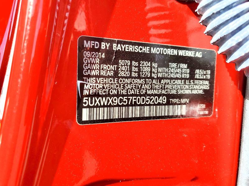 Aukcja sprzedaży 2015 Bmw X3, vin: 5UXWX9C57F0D52049, numer aukcji: 52157626